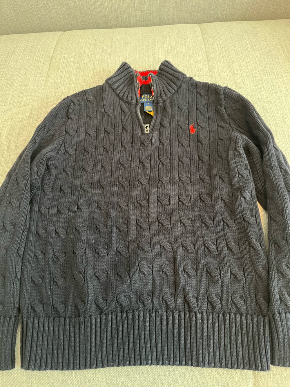 Boys Polo by Ralph Lauren Cable-Knit Half-Zip Sweater - navy blue